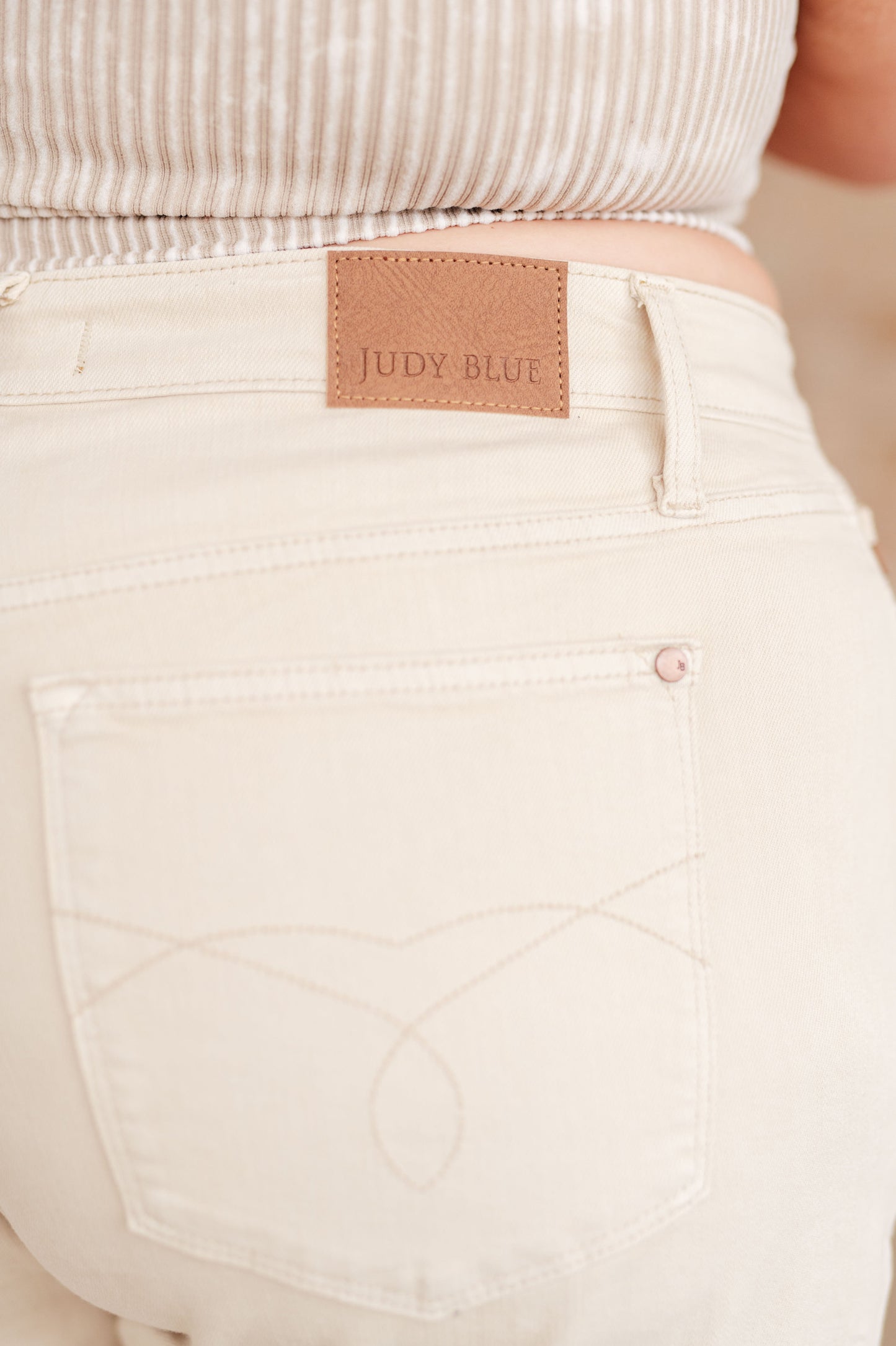 Greta High Rise Denim Shorts - Bone Khaki, Garment Dyed, Judy Blue