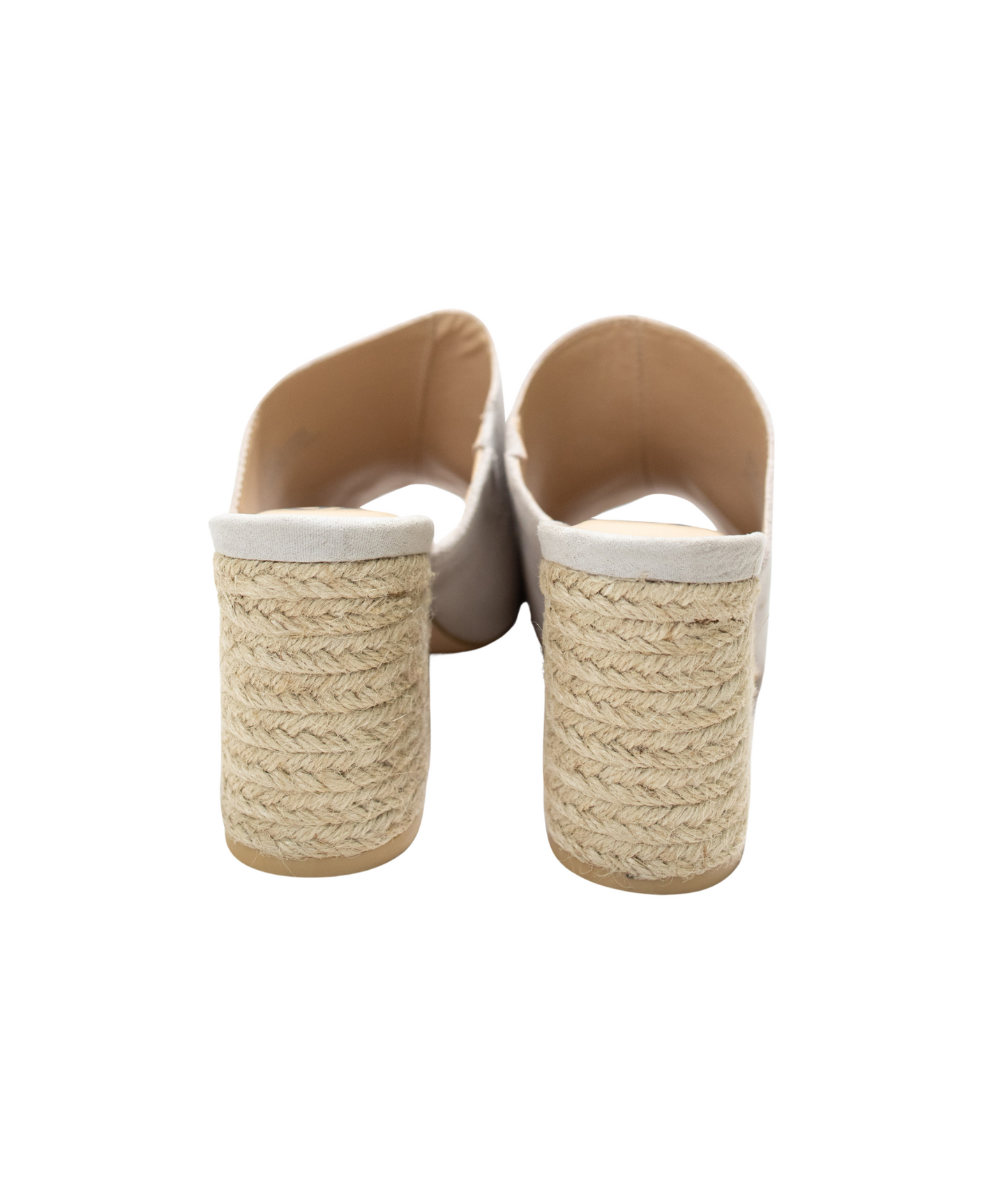 Helena Ice Suede Heeled Sandals - Light Gray, Raffia Heel