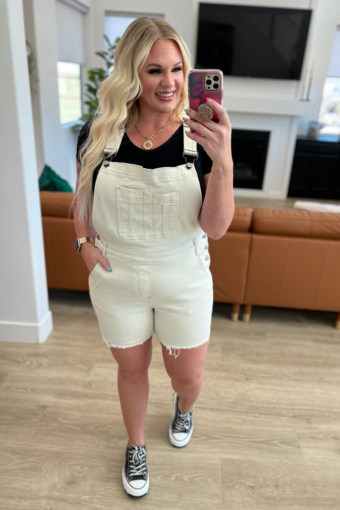Anna High Waist Cutoff Shortalls – Judy Blue, Adjustable Straps, Raw Hem