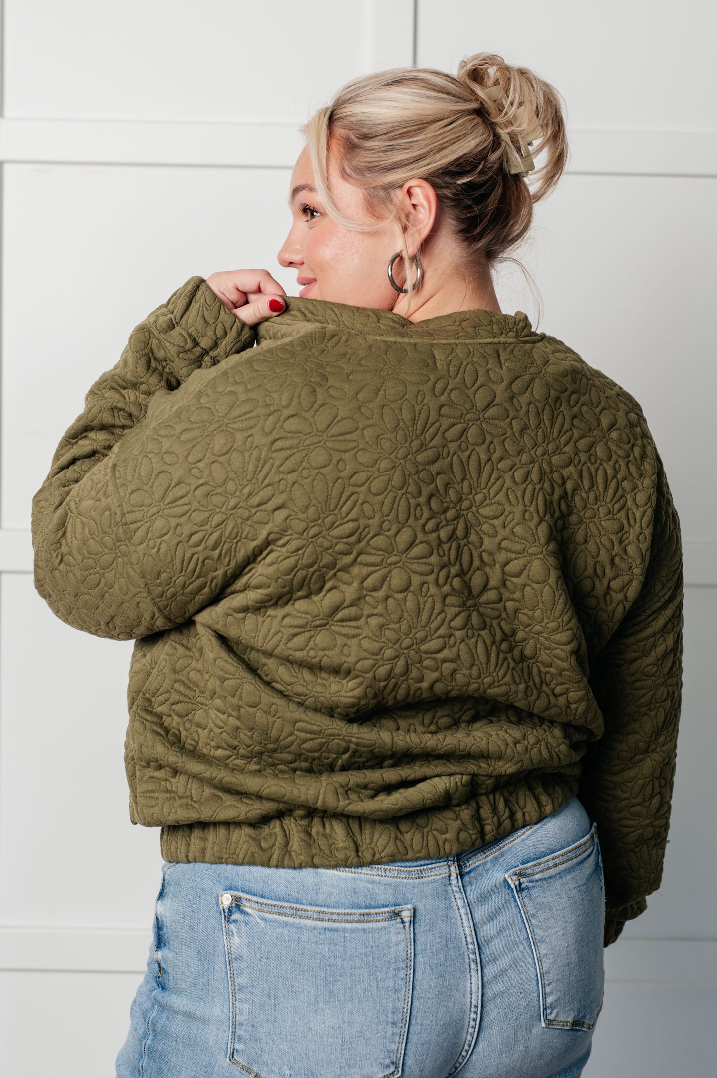 June Quilted Zip Up Jacket - Olive Lined Layer