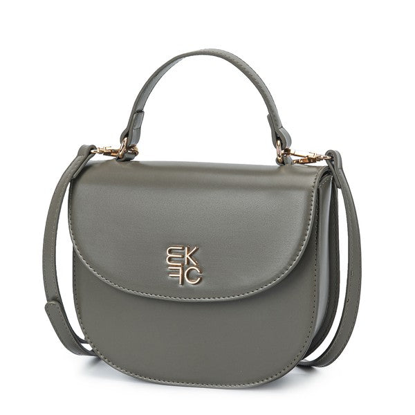 Olive Heloise Crossbody Bag, smooth vegan leather, gold hardware, compact and structured design.