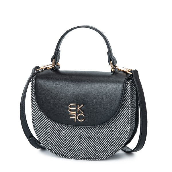 Black Heloise herringbone crossbody bag with gold-tone hardware.