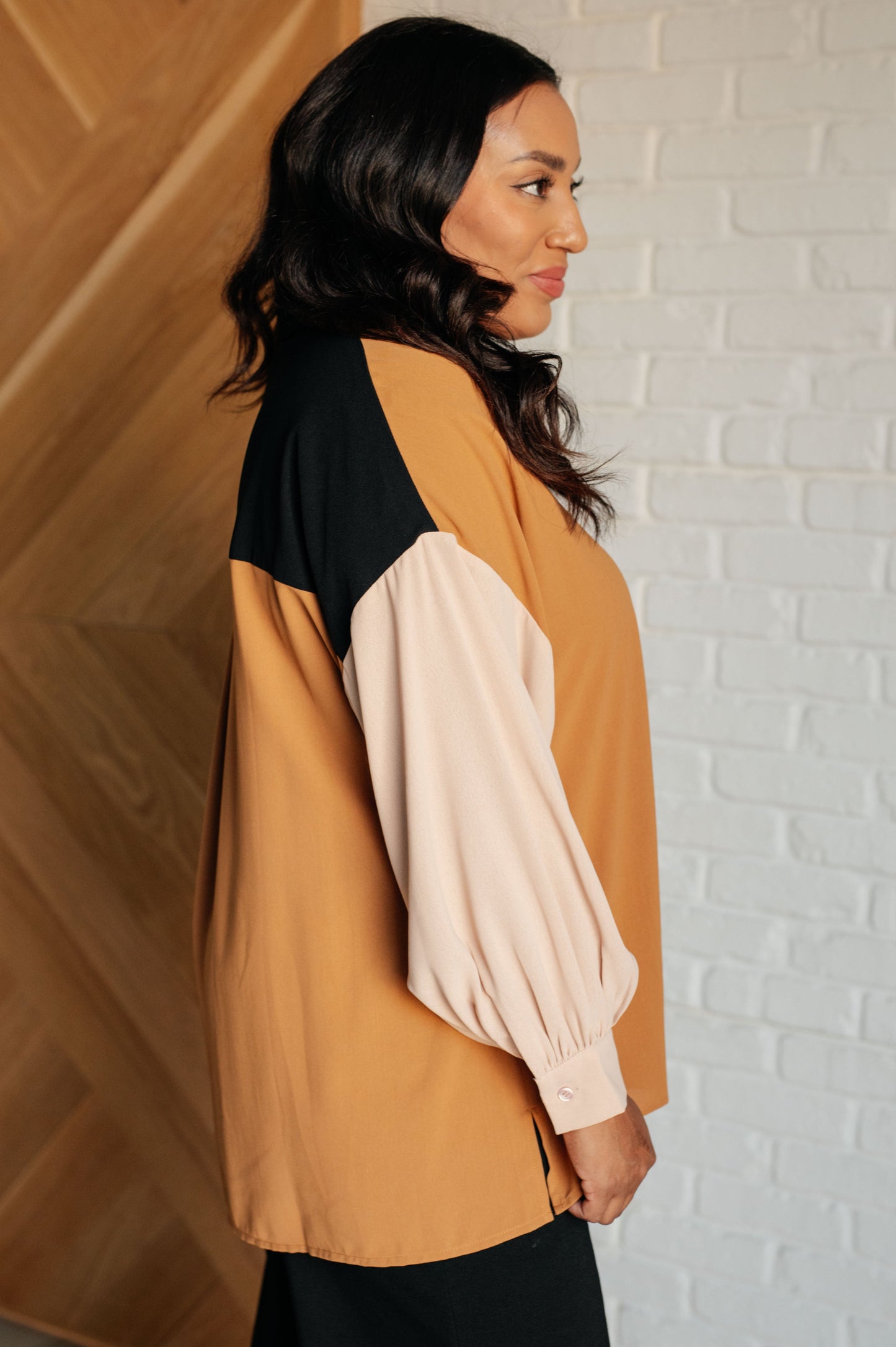 Adley Colorblock Button Up – Oversized, Balloon Sleeve