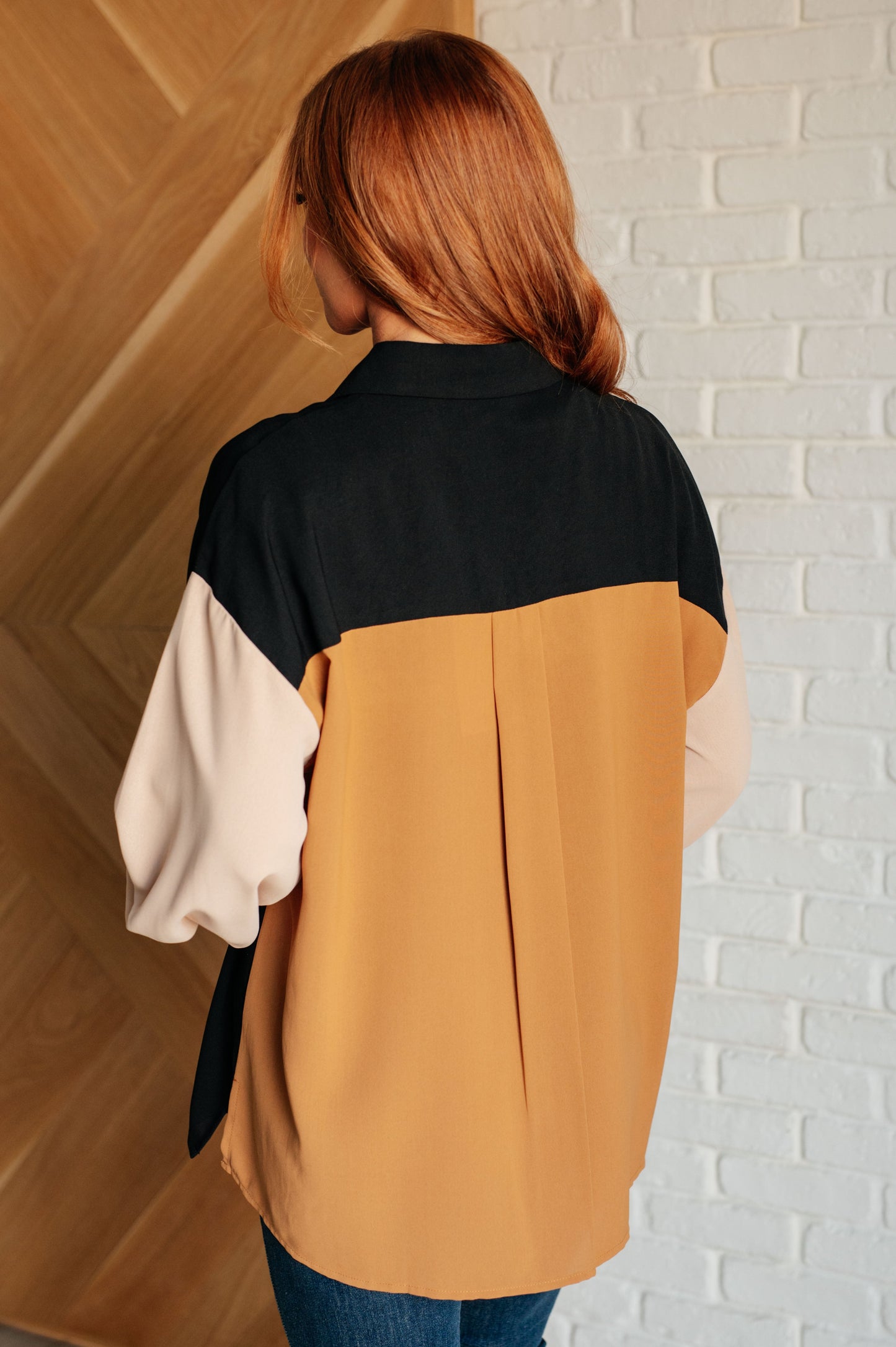 Adley Colorblock Button Up – Oversized, Balloon Sleeve