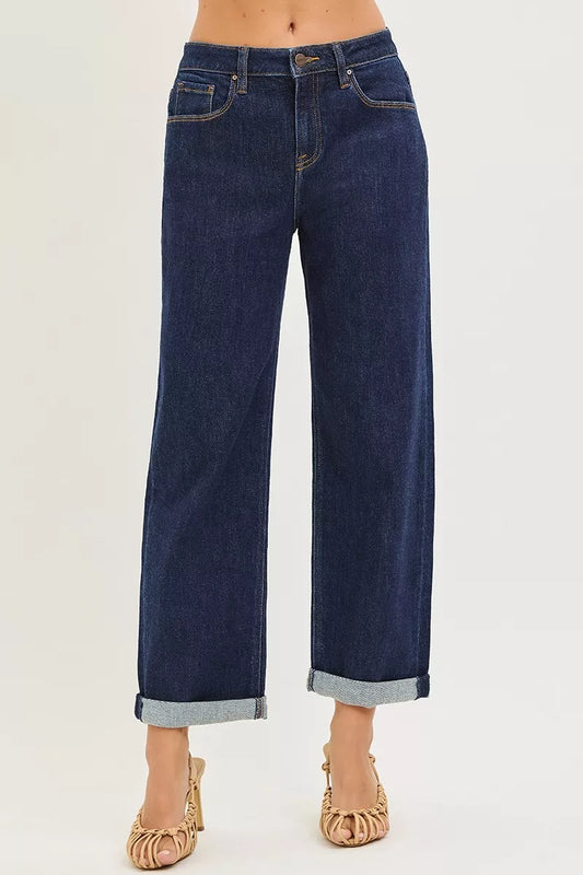 Front view of Shay Slouchy Cropped Boyfriend Jeans showing relaxed fit.