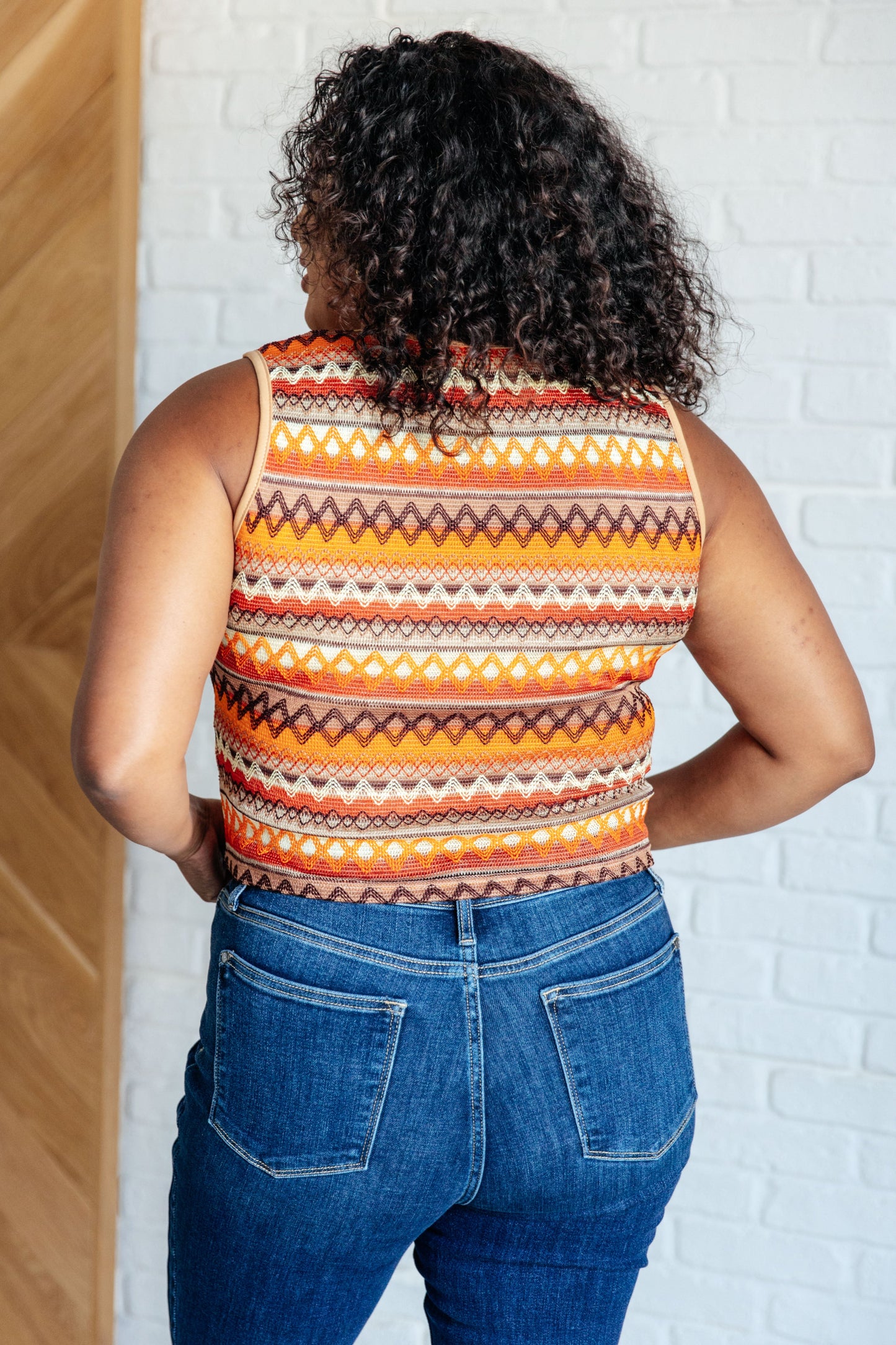 Ulani Geometric Knit Tank - Colorful, High Stretch, Sleeveless, Slightly Cropped