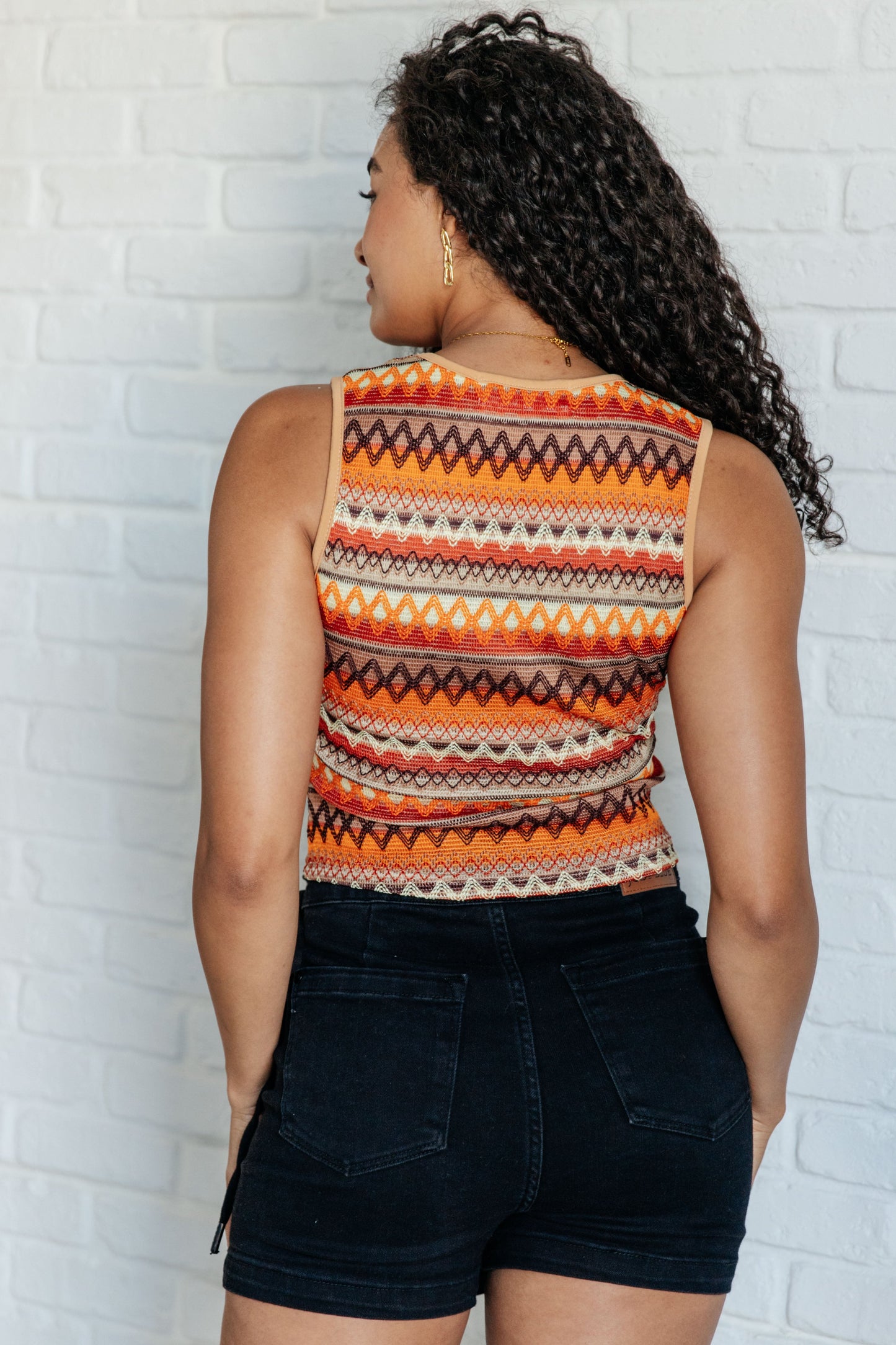 Ulani Geometric Knit Tank - Colorful, High Stretch, Sleeveless, Slightly Cropped