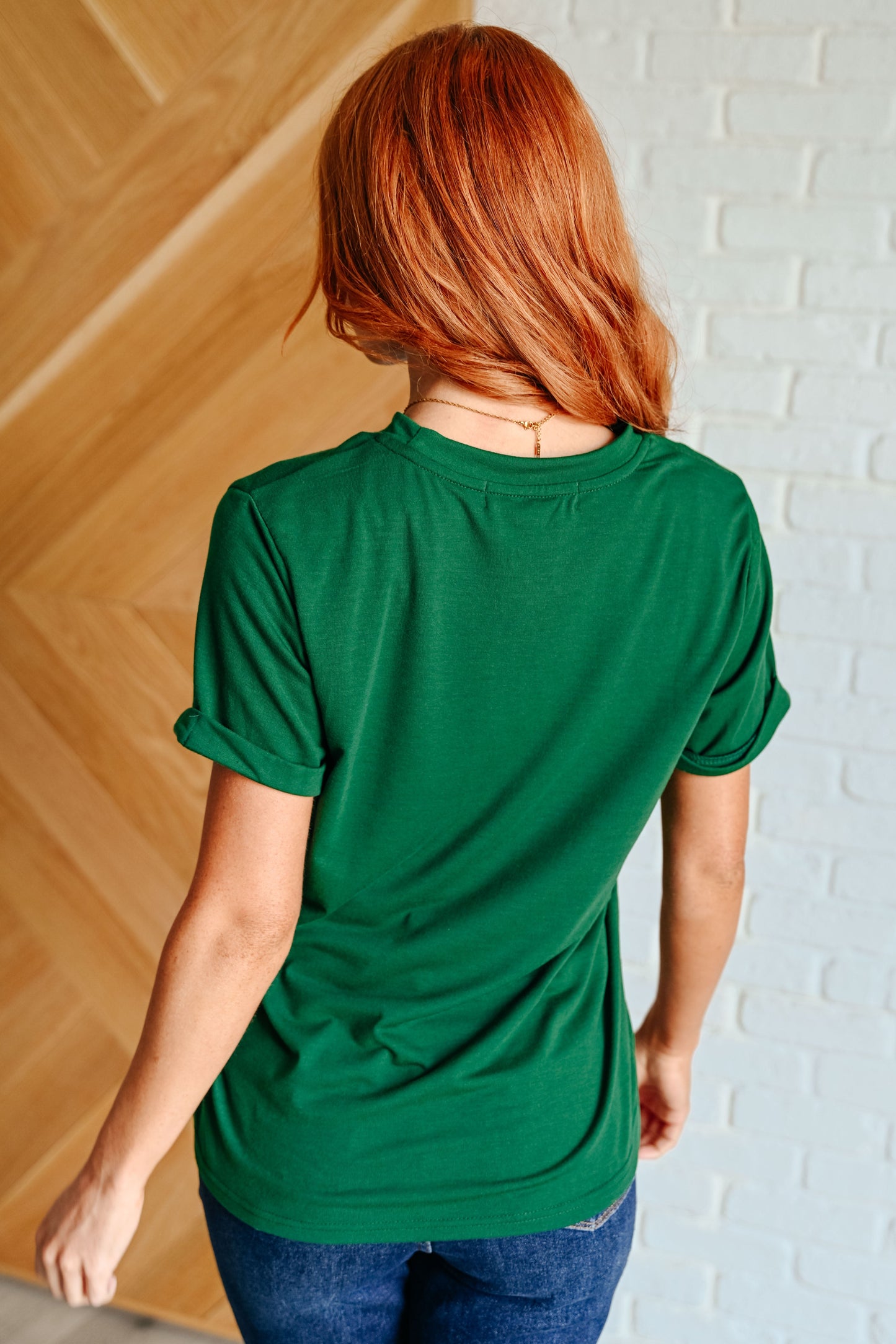 Ula Crew T-Shirt in Green – Relaxed Fit, Soft Jersey Knit, Short Sleeve