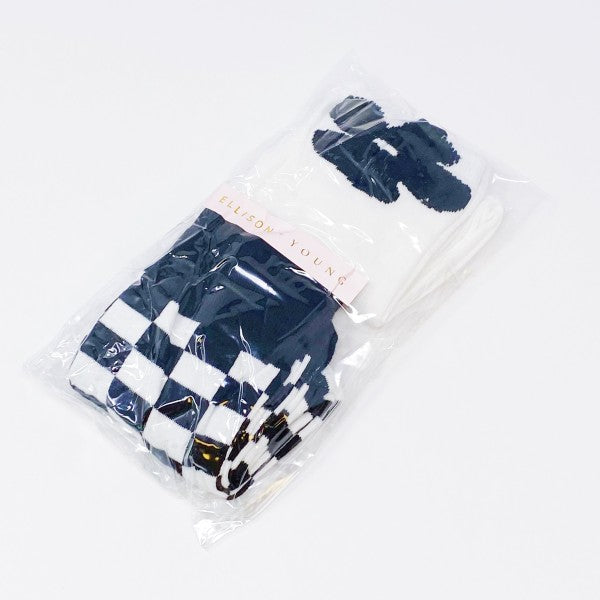 Packaged Insiders Only Sock Set of 2 pairs with flower and checkered designs.