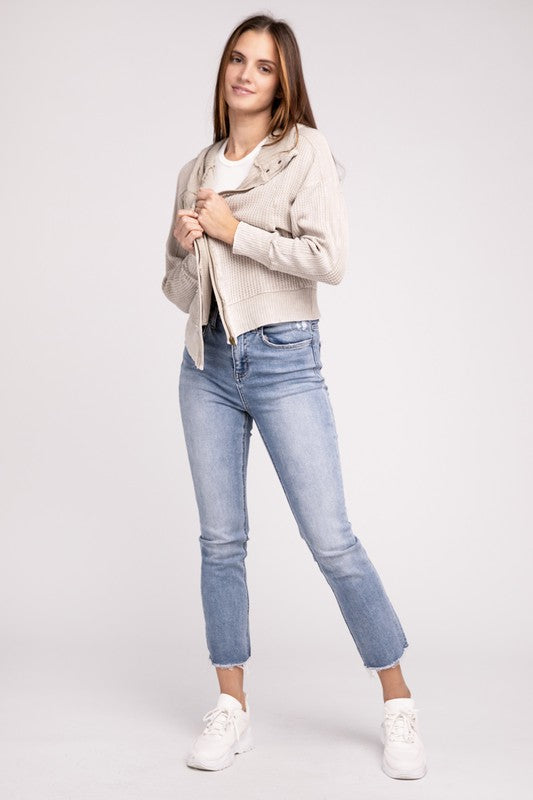 Full-body view of Light Mocha Hanna Jacket styled with casual bottoms.