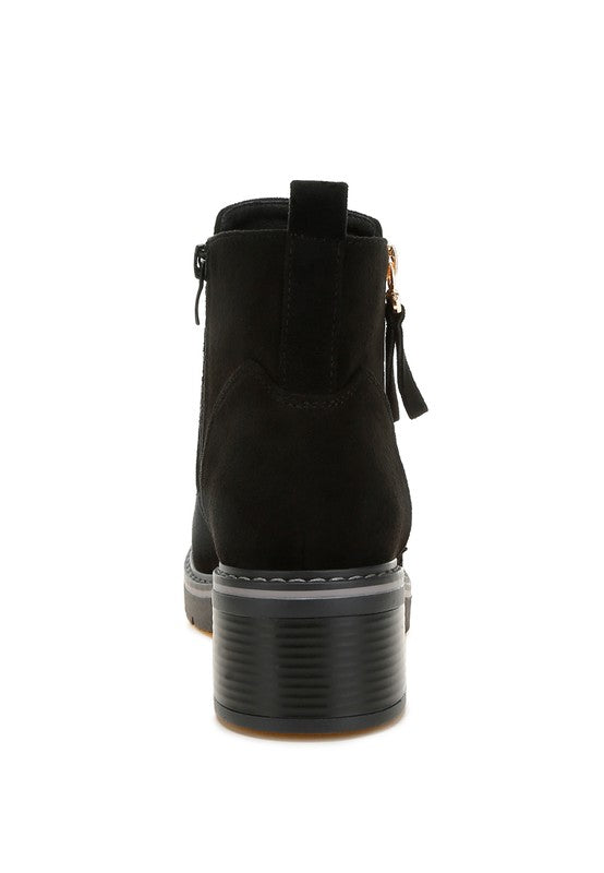 Back view of Black Tigris Microfiber Zipper Boots with pull tab and smooth microfiber finish.