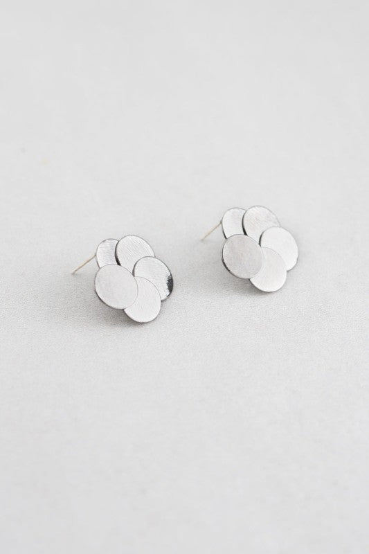Top view of Round and Round Earrings in Gunmetal.