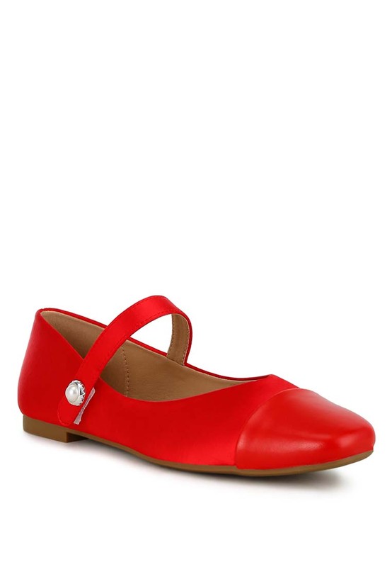 Red Albi Mary Jane Flats front angle view