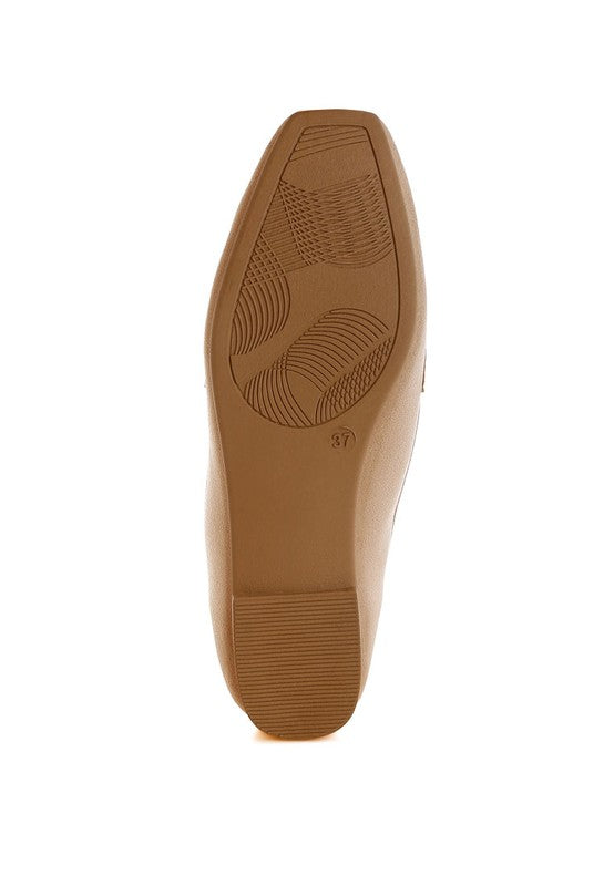 Bottom view of Beige Lumina Penny Strap Studded Loafers showing durable TP rubber sole.