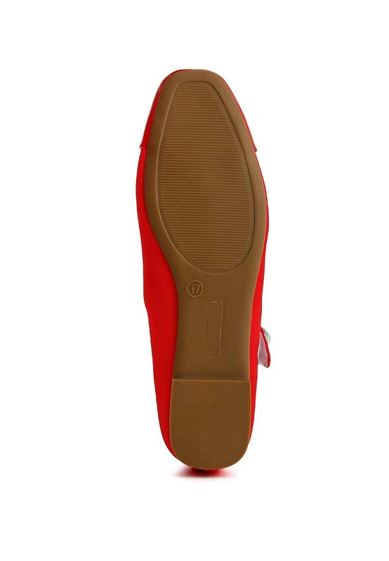 Red Albi Mary Jane Flats bottom sole view