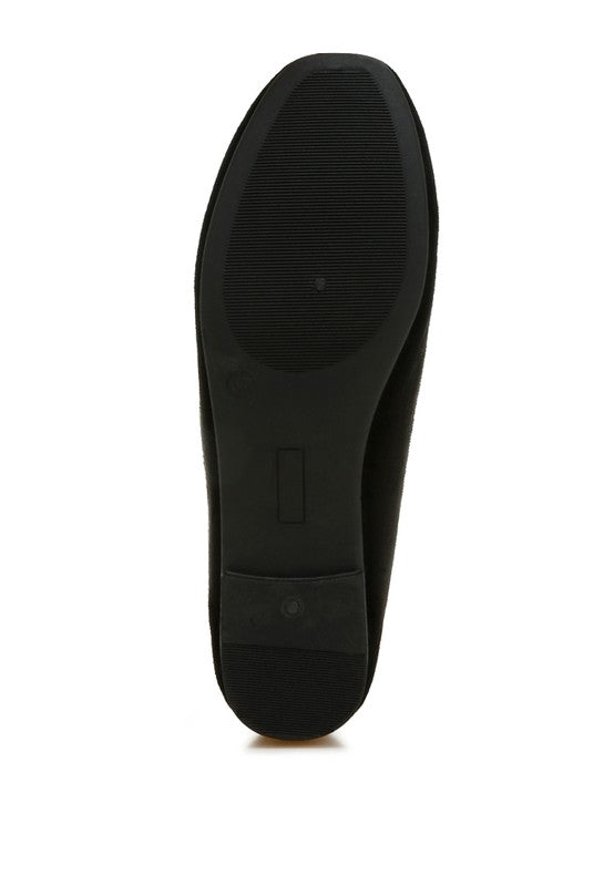 Prajik Black Ballerinas bottom view with flat durable TPR sole