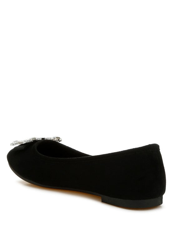 Prajik Black Ballerinas back view with slip-on design and flat heel