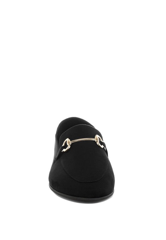 Front view of Black Noltas Loafers featuring horsebit accent and microfiber upper.