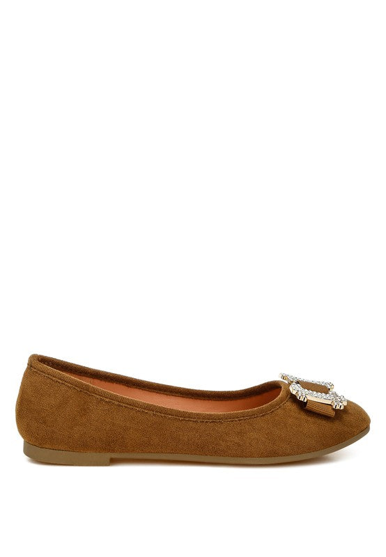 Prajik Tan Ballerinas lateral side view with cushioned insoles