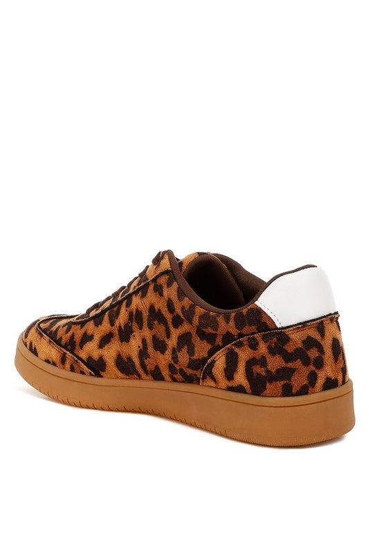 Back view of Prowler Leopard Chunky Sneakers with white heel counter