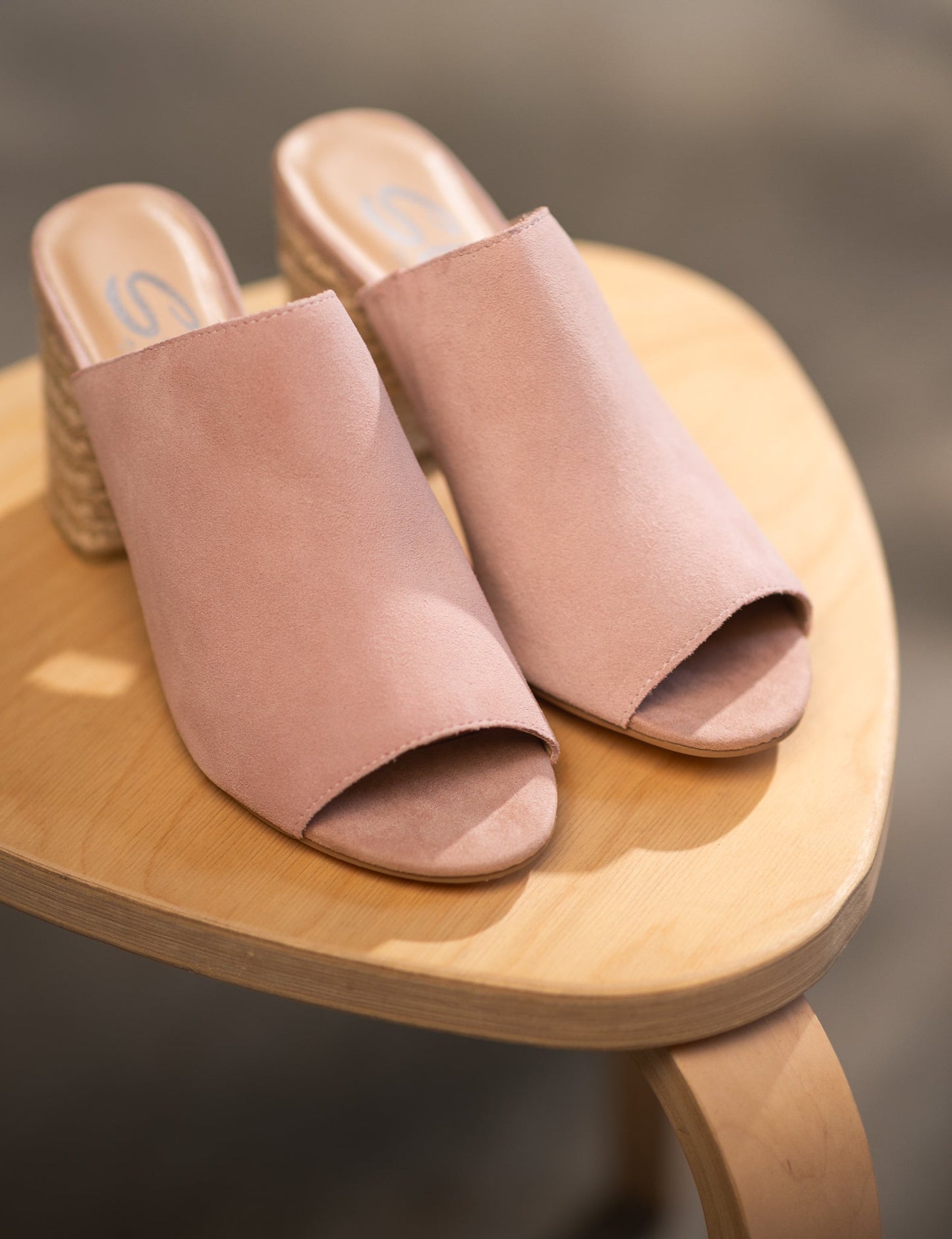 Helena Blush Suede Sandals with cushioned insole, soft blush suede straps, and open-toe silhouette