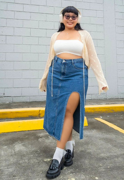 Lifestyle photo of model wearing Jonah Platform Loafers in black styled casually