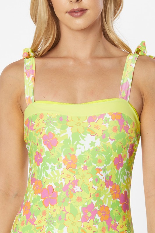 Olea One Piece Floral Bathing Suit with Adjustable Tie Strap