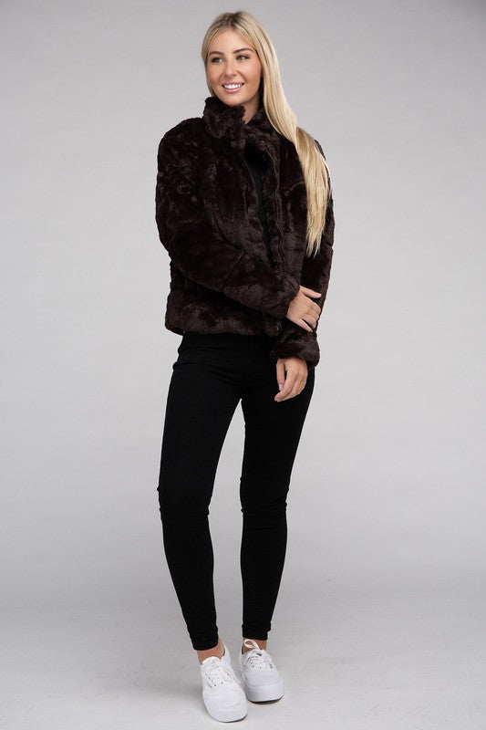 Tanvi Fluffy Zip-Up Sweater Jacket