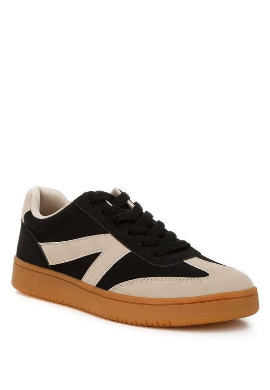 Zoomer Patchwork Sneakers in Black front angle view