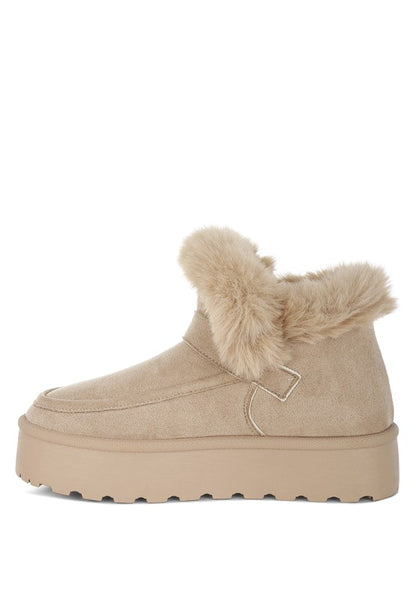 Beige Linka Boots featuring plush cushioned insole and durable lug sole base.
