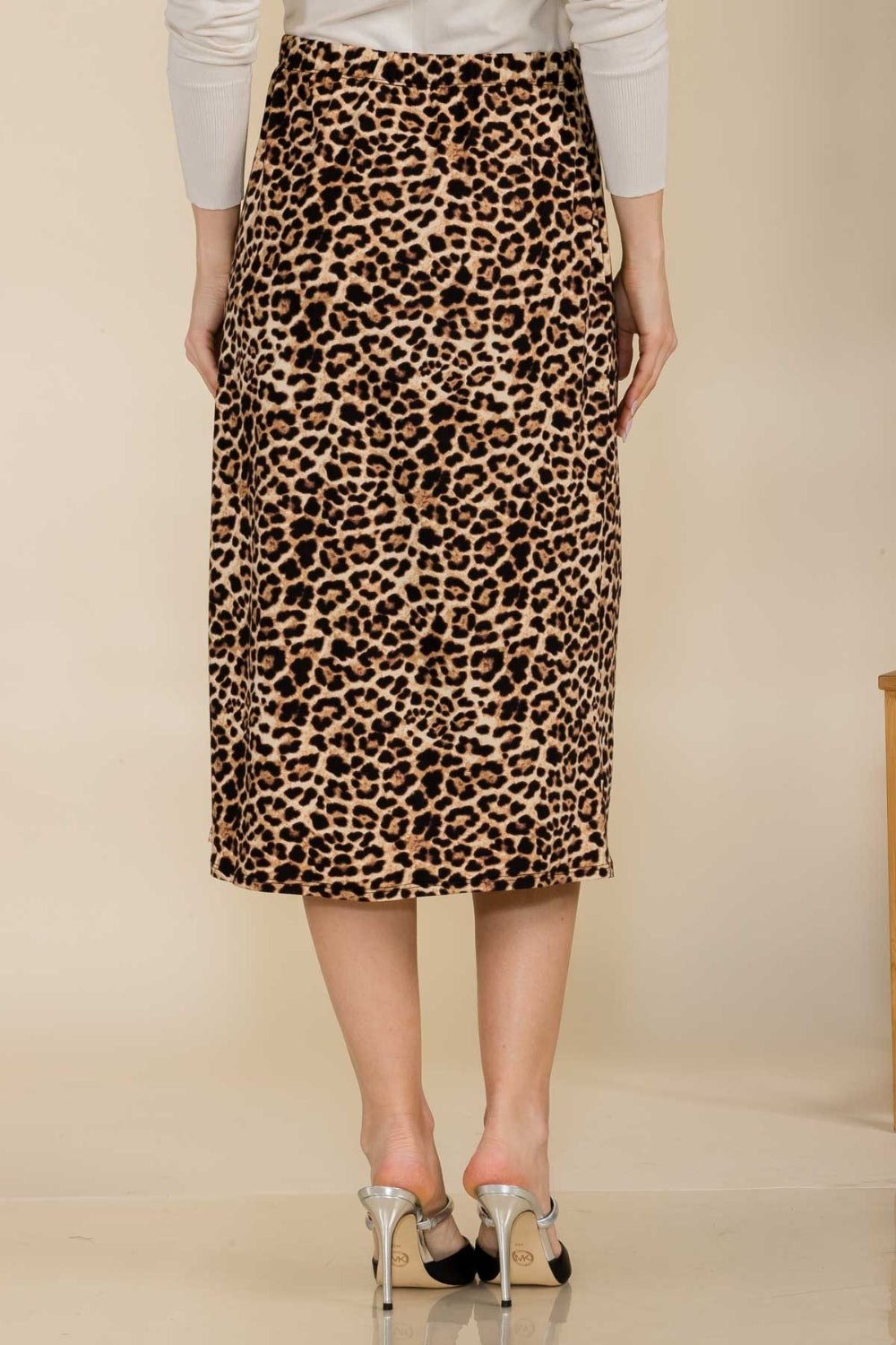 Angelina Leopard A-Line Midi Skirt