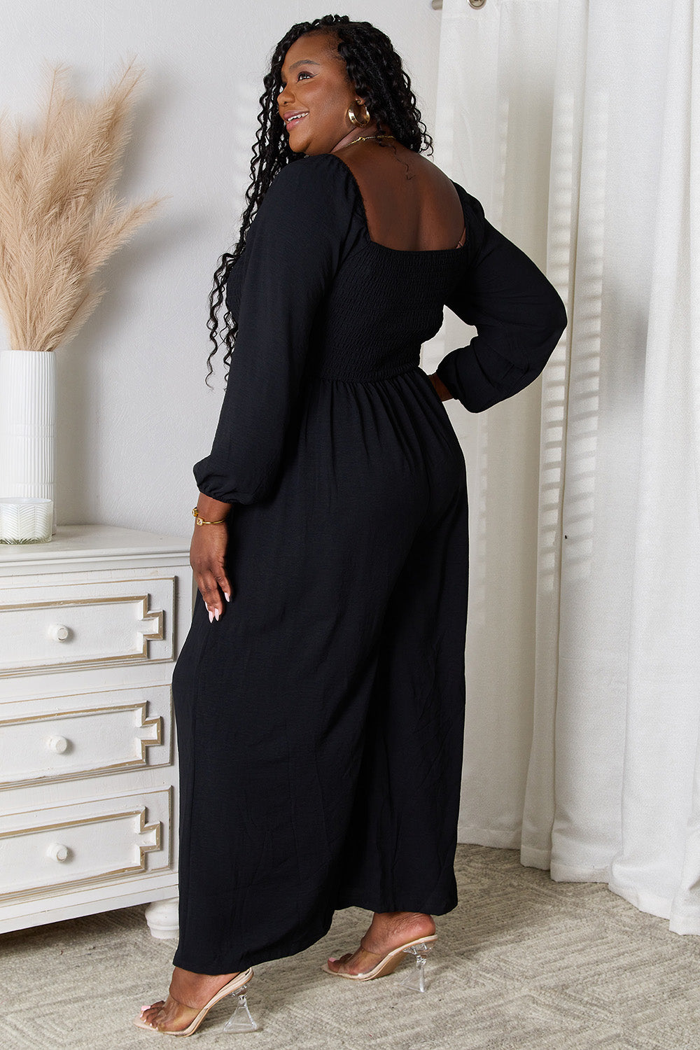 Dee Anne Square Neck Jumpsuit with Pockets