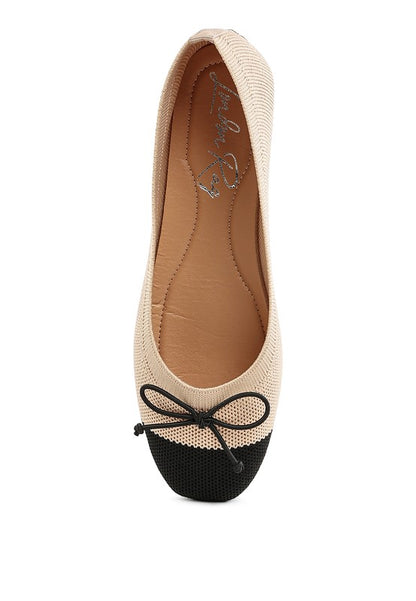 Top view of Rosario Two Tone Ballerinas in beige and black with cushioned insole