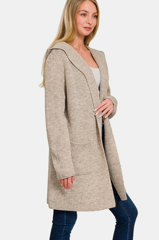 Flannery Hooded Open Front Sweater Cardigan