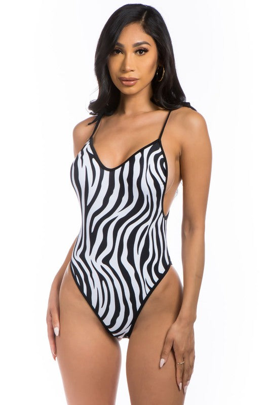 Tig One-Piece Zebra Print Bathing Suit