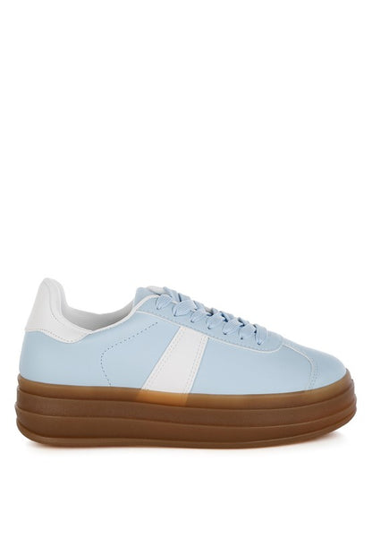 Lorene Knockout Sneakers - Chunky Flatform, Vegan Leather, Lace-Up