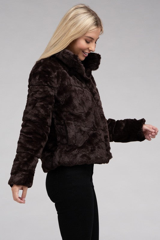 Tanvi Fluffy Zip-Up Sweater Jacket