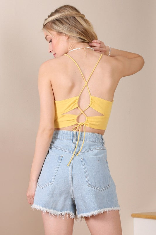 Jamilla Yellow Crop Tank Top