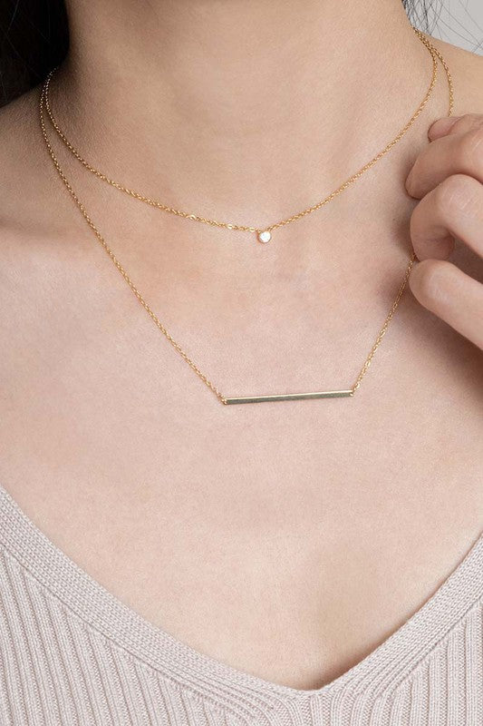 Koa Modern Minimalist Bar Necklace