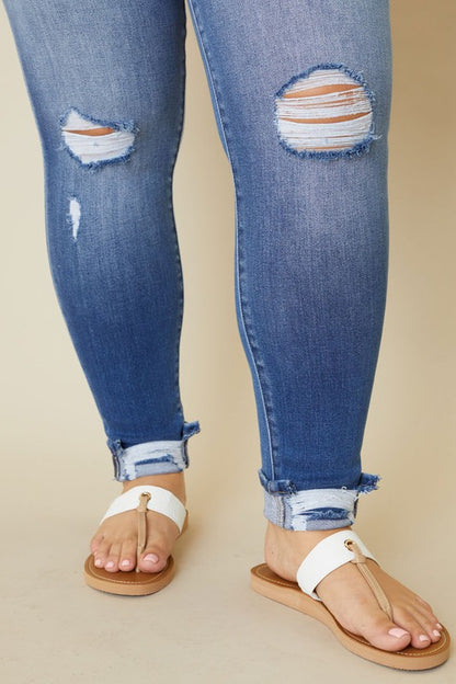 Paige High Rise Skinny Jeans - Button Fly, Medium Stone Wash, KanCan USA