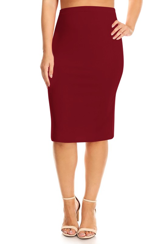 Delanie Plus Size Knee Length Pencil Skirt