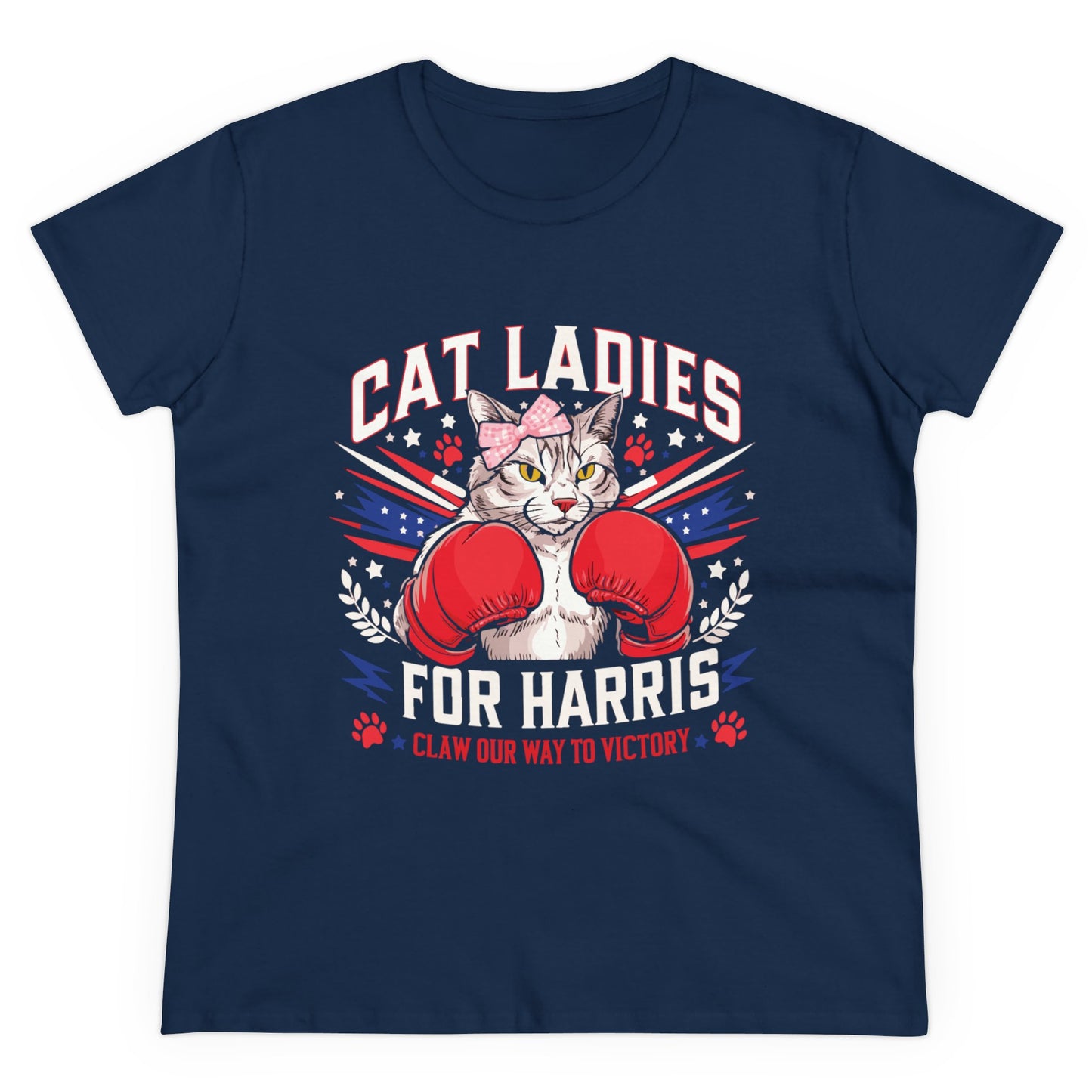 Cat Ladies For Harris, Claw Our Way To Victory Women's Midweight Cotton Tee