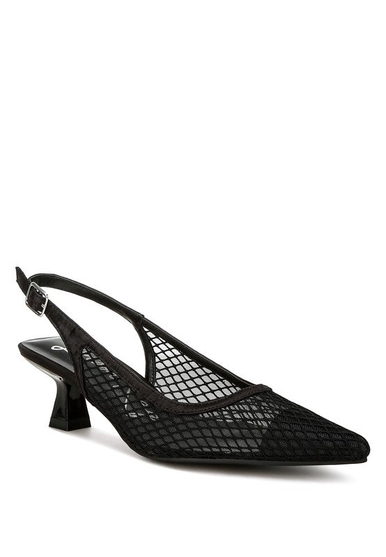 Kiev Mesh Pin Buckle Pointed Slingback