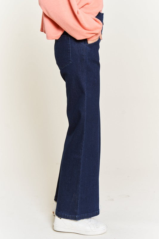 Katrin High Waisted Button Wide Leg Jeans,