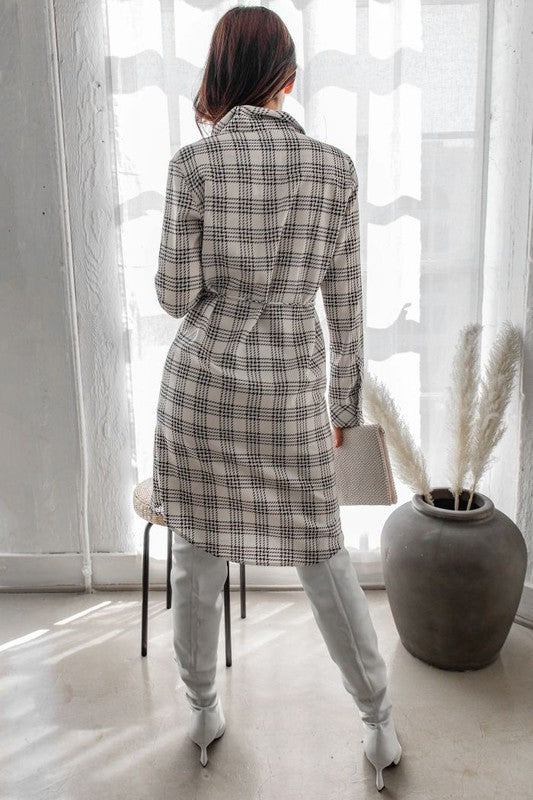 Elouise Rodeo Plaid Print Button Shirt Midi Dress