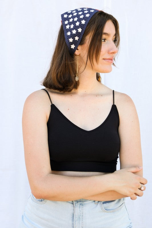 Crochet Stars and Stripes Hair Bandana