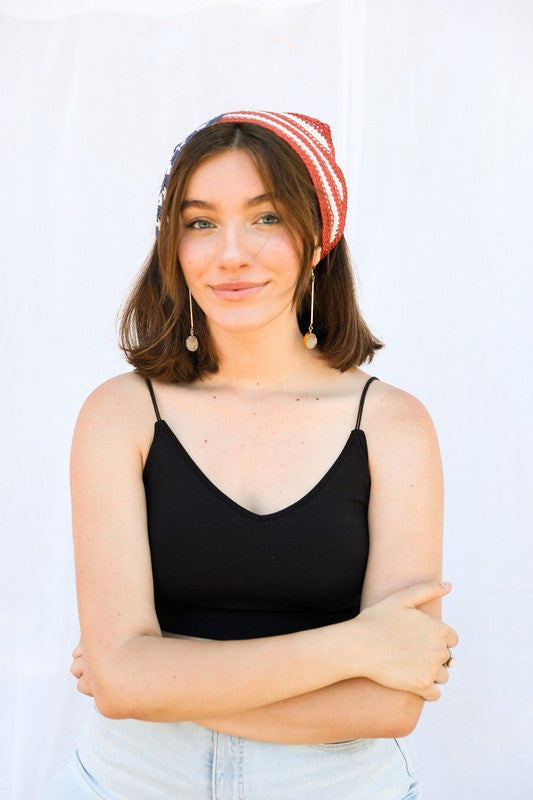 Crochet Stars and Stripes Hair Bandana