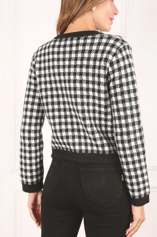 Sabine Black Check Knitted Jacket