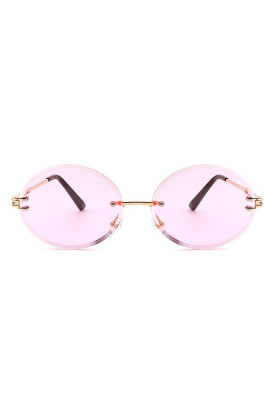 Adeline Round Oval Rimless Circle Vintage Sunglasses