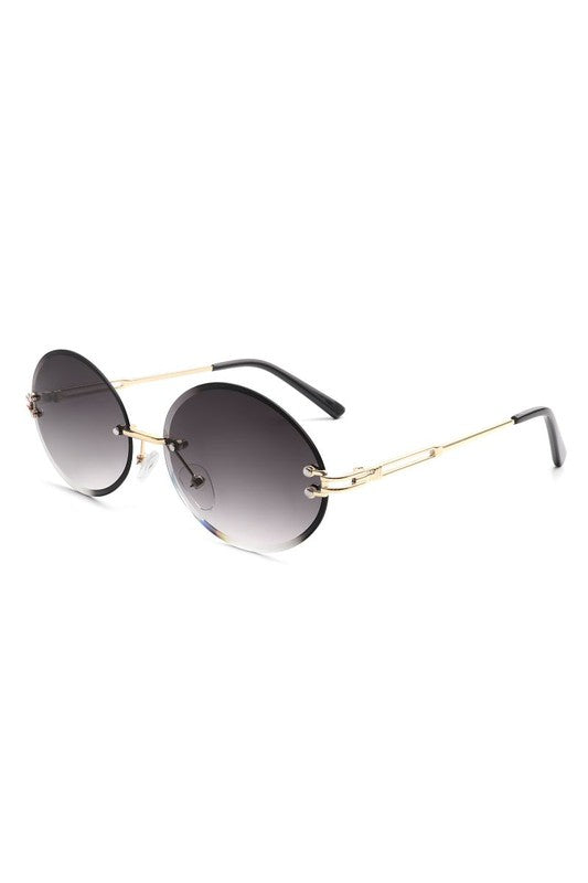 Adeline Round Oval Rimless Circle Vintage Sunglasses